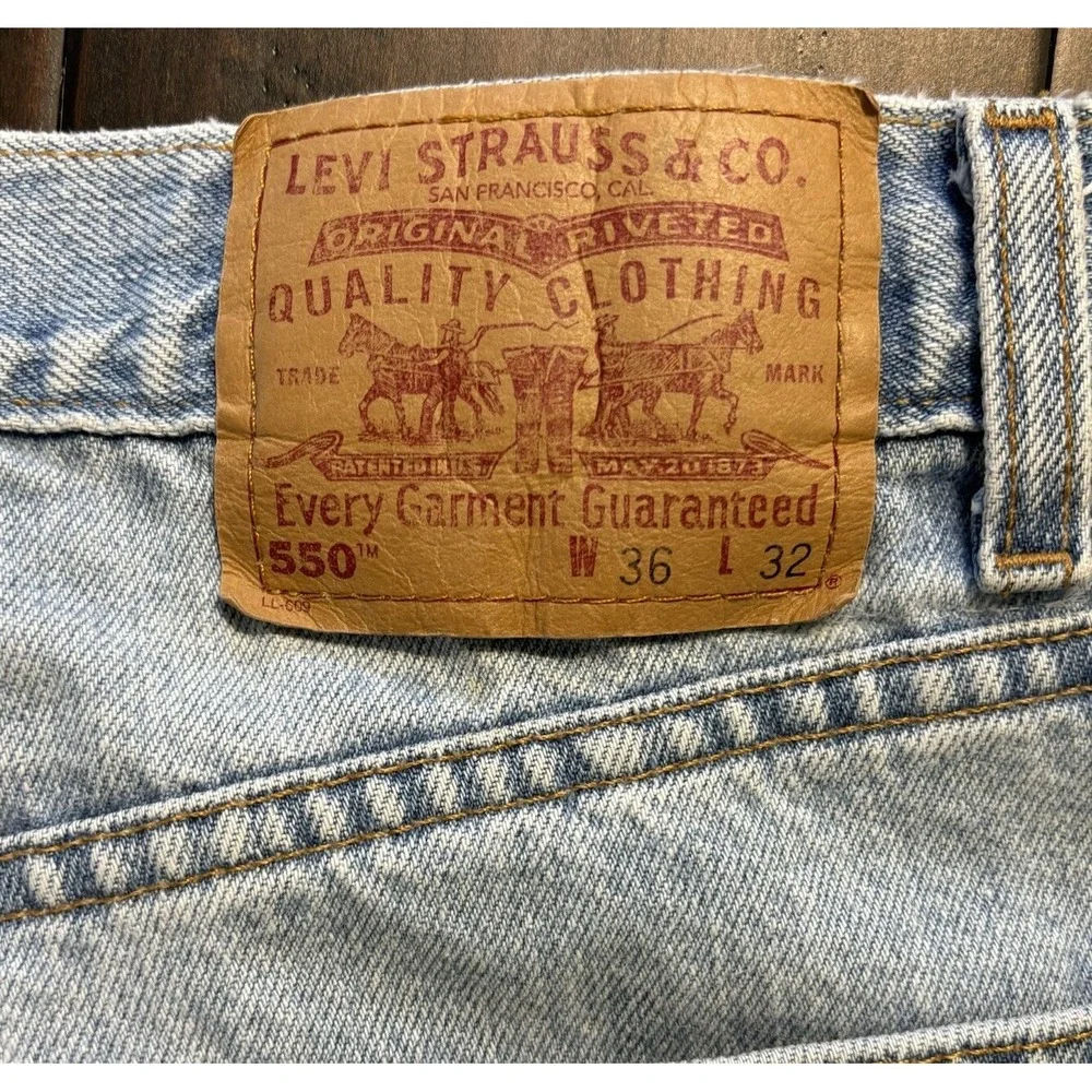 Levis 550 Relaxed Jeans *36x32 Faded Light Stonewash Skater Grunge 1999 Y2K